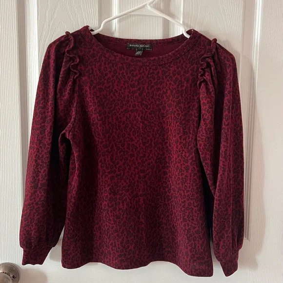 Banana Republic Animal Print Long Sleeve Top XS Petite - Picture 2 of 6